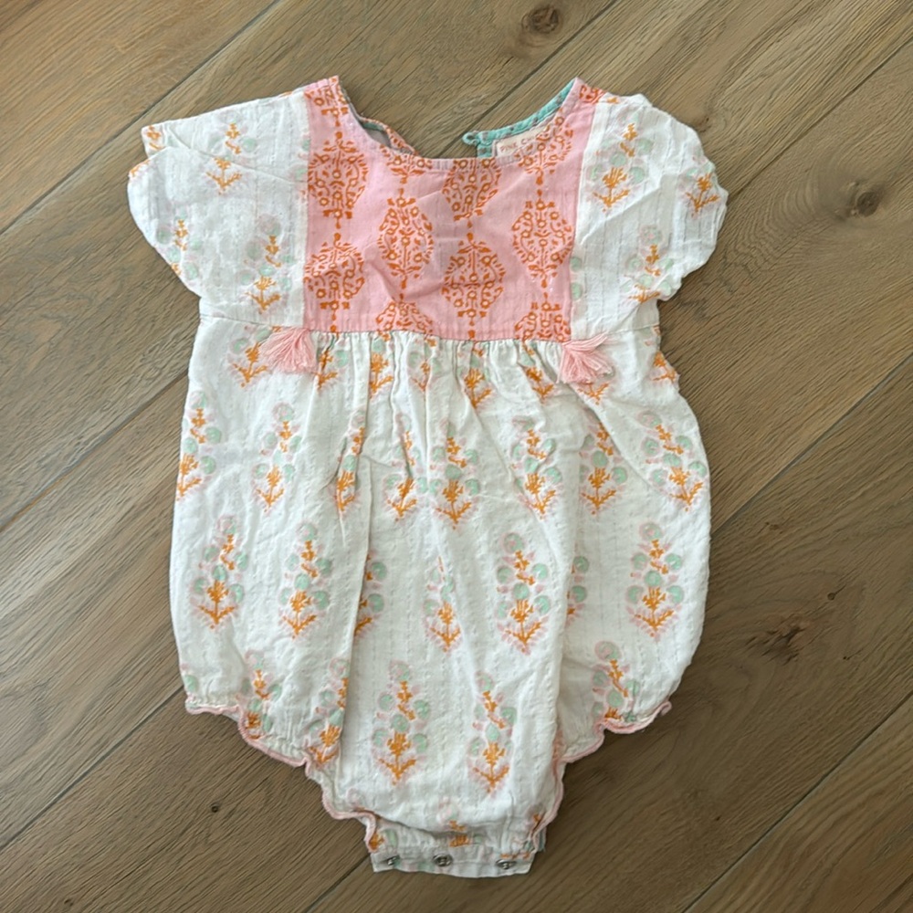 Pink Chicken White and Orange Floral Dress
